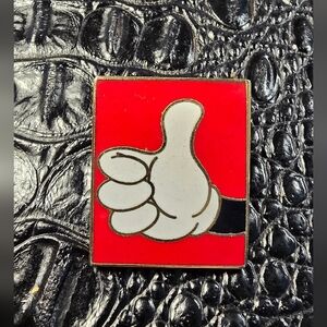 Vintage Mickey Mouse Red Thumbs Up Enamel Pin